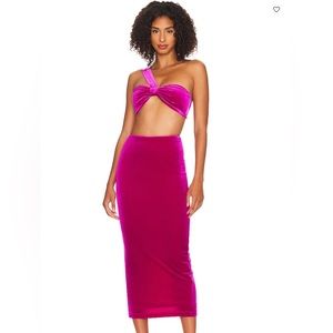 Nookie Amara Pink Velvet Midi Skirt Set